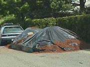 Landscaping materials stored on the street