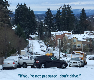 cars on a snowy street