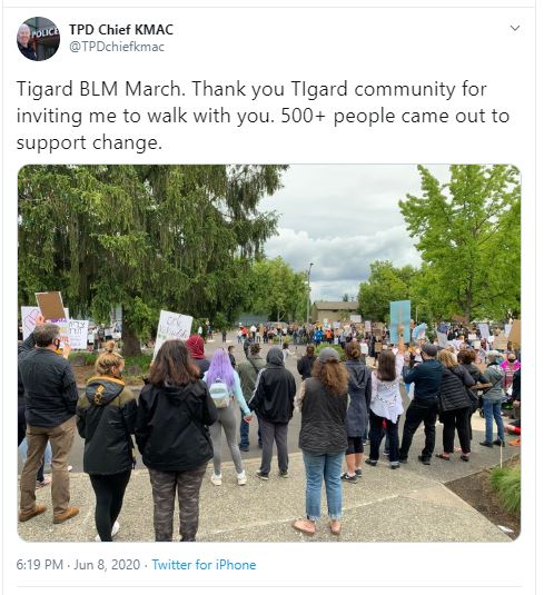 Screenshot of Facebook post about BLM March June 2020